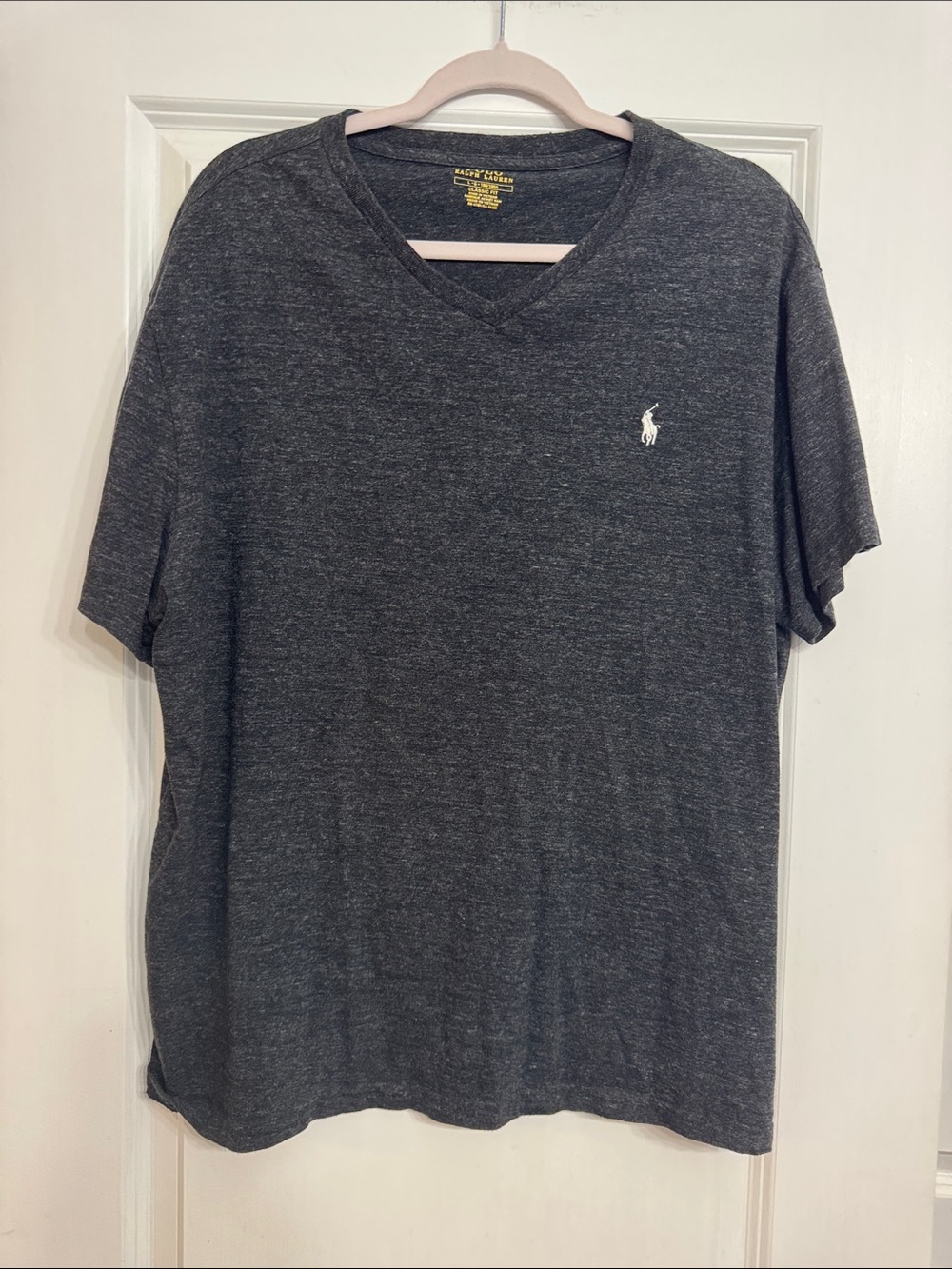 Polo by Ralph Lauren Dark Charcoal V-Neck Tee with White Pony